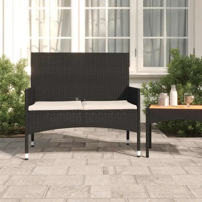 Poly Rattan Tuinbank voor comfortabel zitten op je terras - Zwart en crème / 1 - Tuinbanken