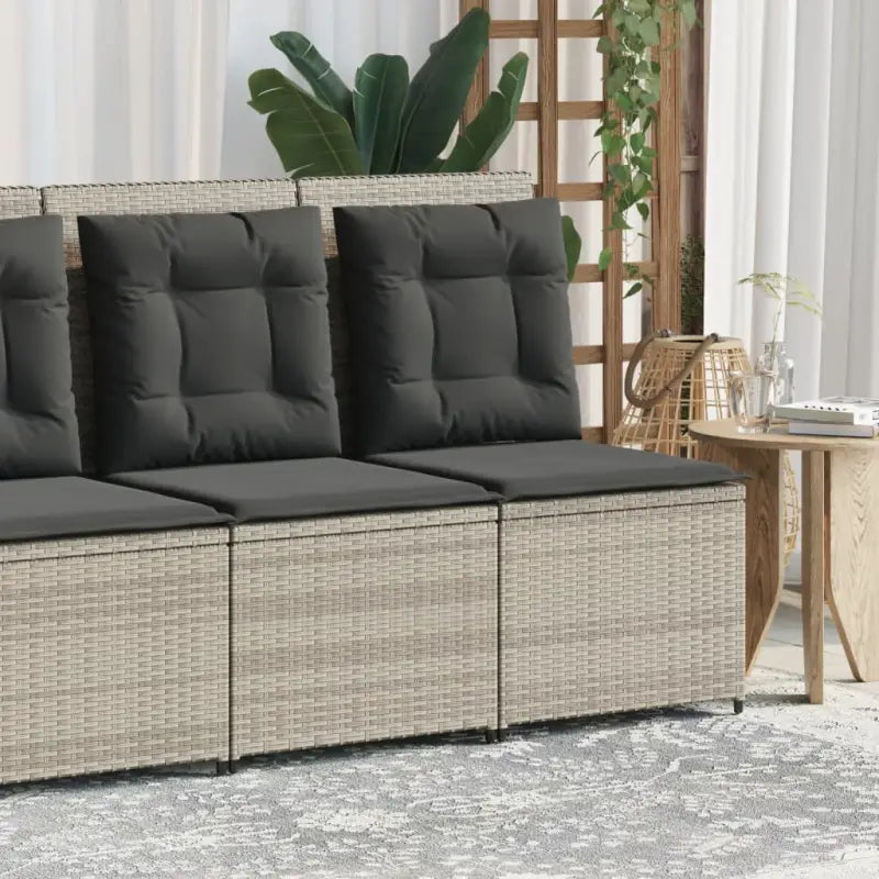 Poly rattan tuinbank voor een comfortabele zitervaring met wasbare hoes - Lichtgrijs / 1 / Middenbank - Loungebanken