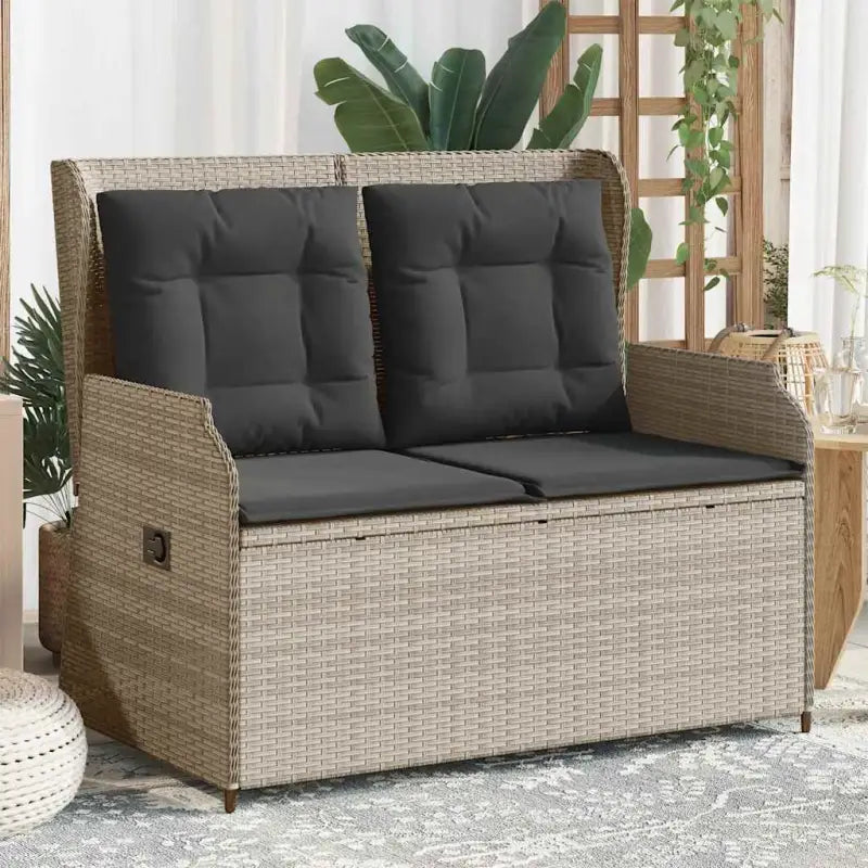 Poly rattan tuinbank voor een comfortabele zitervaring met wasbare hoes - Lichtgrijs / 1 / Tweezitsbank - Loungebanken