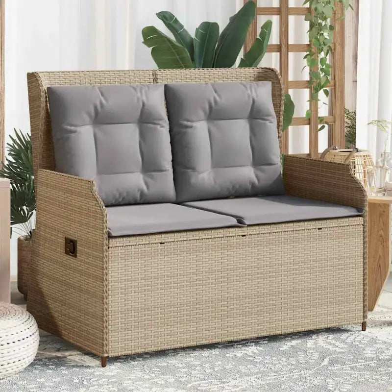 Poly rattan tuinbank voor een comfortabele zitervaring met wasbare hoes - Beige en grijs / 1 / Tweezitsbank