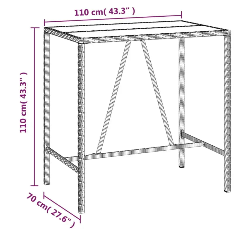 Poly rattan tuinbarset met gehard glas en eenvoudig schoon te maken - Tuinsets