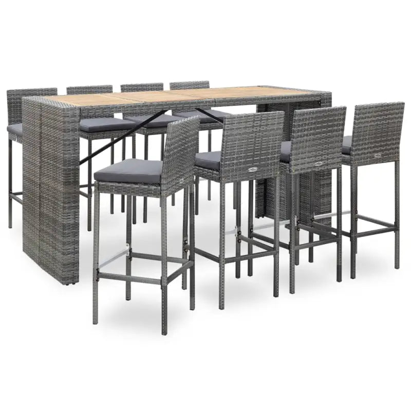 Poly Rattan Tuinbarset met Massief Acaciahout voor buitengebruik - Tuinsets