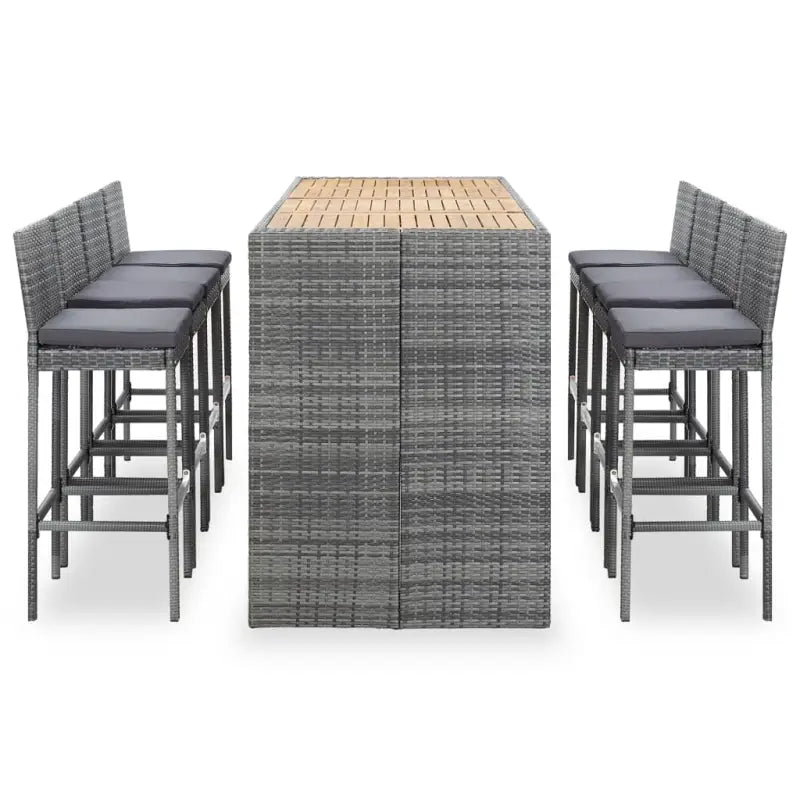 Poly Rattan Tuinbarset met Massief Acaciahout voor buitengebruik - Tuinsets