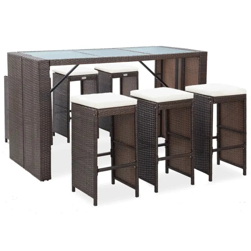 Poly Rattan Tuinbarset met Mat Veiligheidsglas for een elegante tuinruimte - Bruin - Tuinsets