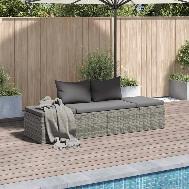 Poly rattan tuinbed met gepoedercoat stalen frame voor buitengebruik - Grijs - Tuinbedden