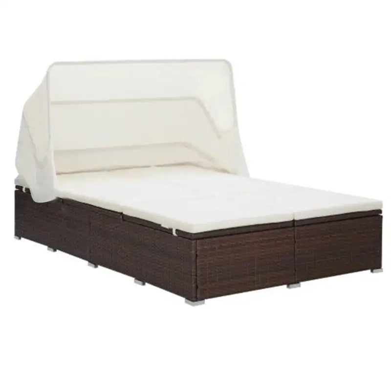 Poly Rattan Tuinbed met Luxe Tweepersoons Ligbed voor Buitenplezier - Bruin - Tuinbedden
