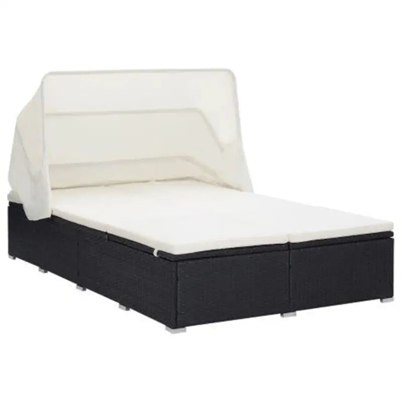 Poly Rattan Tuinbed met Luxe Tweepersoons Ligbed voor Buitenplezier - Zwart - Tuinbedden