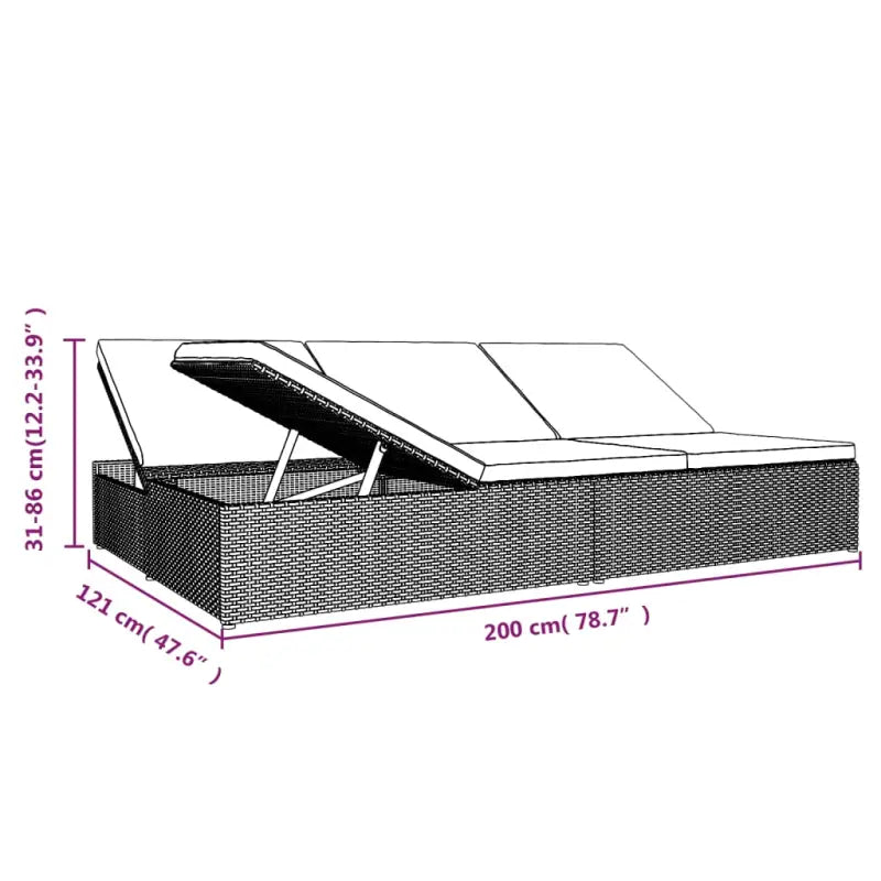Poly Rattan Tuinbed voor ontspanning bij zwembad of op terras - Tuinbedden
