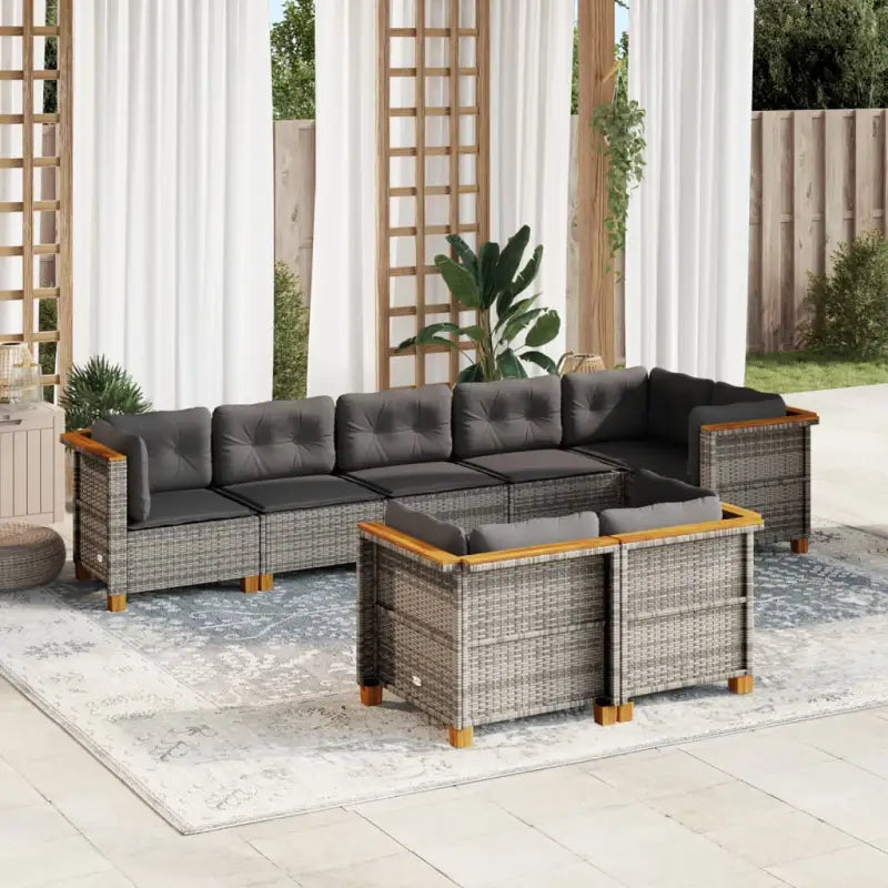 Poly rattan tuininset met natuurlijke olieafwerking en comfortabele zitervaring - Grijs / Zonder tafel / Dichtgeweven