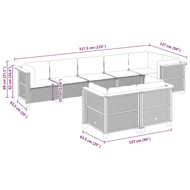 Poly rattan tuininset met natuurlijke olieafwerking en comfortabele zitervaring - Tuinsets