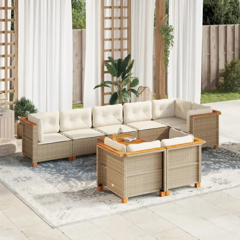 Poly rattan tuininset met natuurlijke olieafwerking en comfortabele zitervaring - Beige / Met tafel / Dichtgeweven