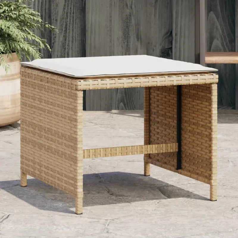 Poly rattan tuinkrukken voor een comfortabele zitervaring - beige en crèmekleurig / 4 - Tuinpoefs
