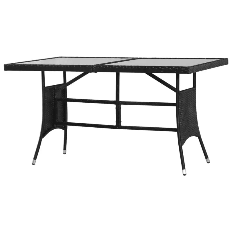 Poly rattan tuinset in zwart materiaal met staal voor buitengebruik - Zwart / 140 cm tafellengte - Tuinsets