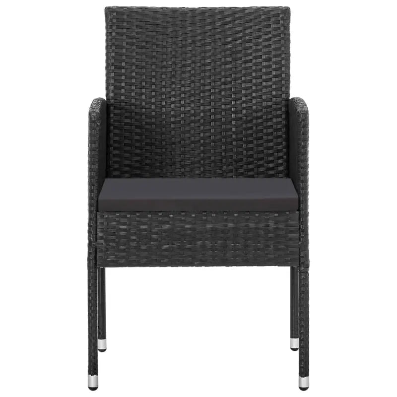 Poly rattan tuinset in zwart materiaal met staal voor buitengebruik - Zwart / 140 cm tafellengte - Tuinsets