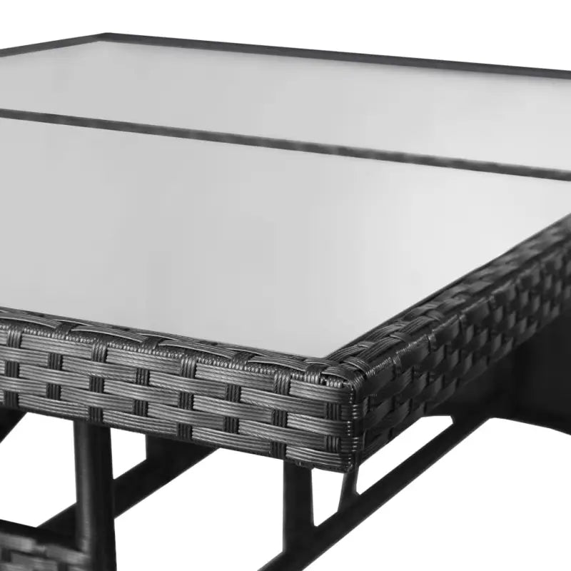 Poly rattan tuinset in zwart materiaal met staal voor buitengebruik - Zwart / 140 cm tafellengte - Tuinsets