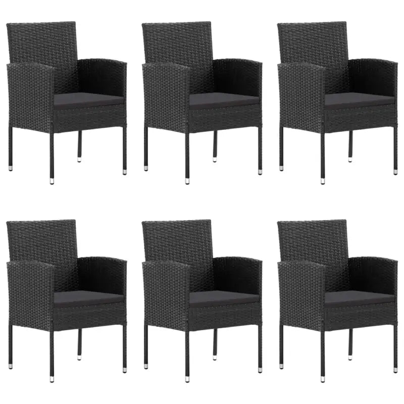 Poly rattan tuinset in zwart materiaal met staal voor buitengebruik - Zwart / 140 cm tafellengte - Tuinsets