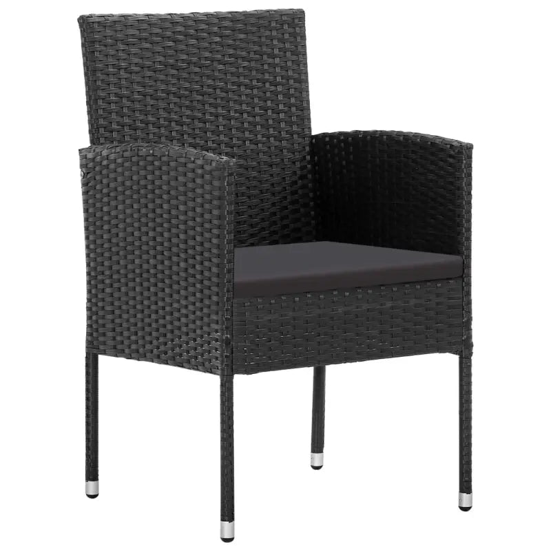 Poly rattan tuinset in zwart materiaal met staal voor buitengebruik - Zwart / 140 cm tafellengte - Tuinsets