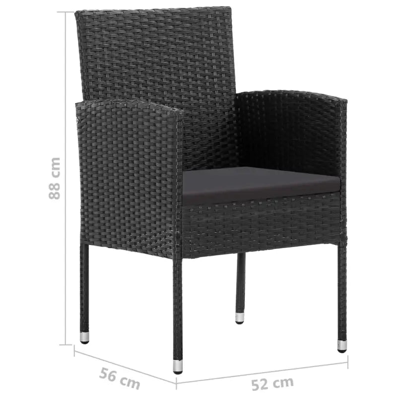 Poly rattan tuinset in zwart met staal materiaal voor buitengebruik - Tuinsets