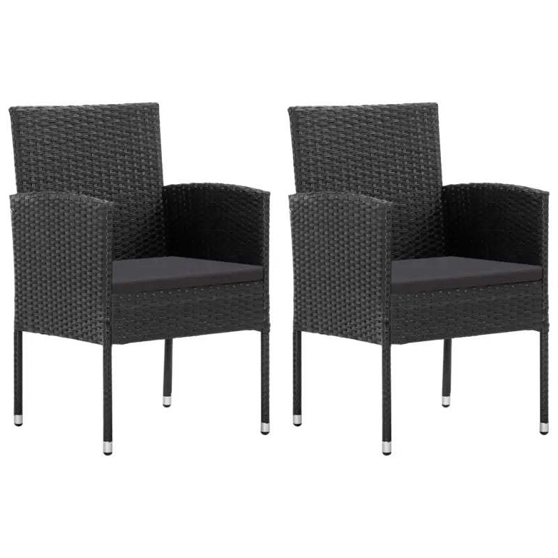 Poly rattan tuinset in zwart met staal materiaal voor buitengebruik - Tuinsets
