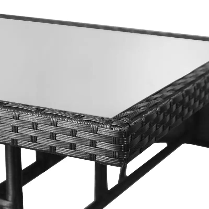 Poly rattan tuinset in zwart met staal materiaal voor buitengebruik - Tuinsets