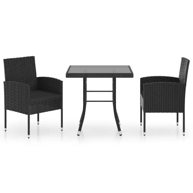 Poly rattan tuinset in zwart met staal materiaal voor buitengebruik - Tuinsets