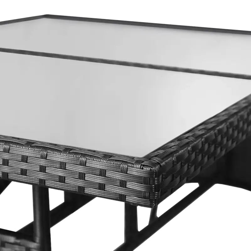 Poly Rattan Tuinset in Zwart met Stalen Frame voor Buitengebruik - Tuinsets