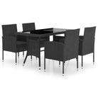 Poly Rattan Tuinset in Zwart met Stalen Frame voor Buitengebruik - Tuinsets