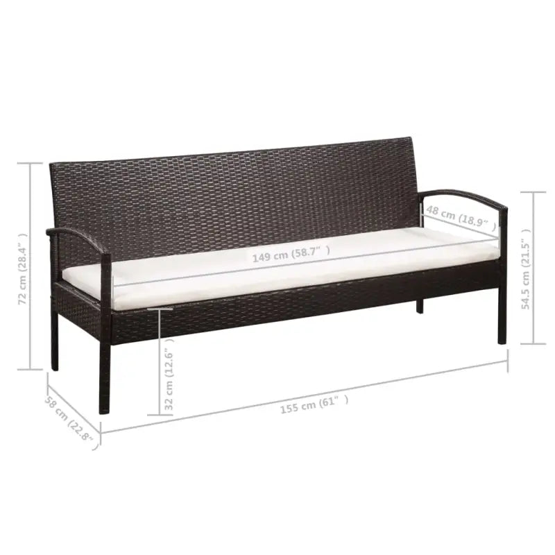 Poly Rattan Tuinset met comfortabele breedte en diepte zitting - Bruin - Tuinsets