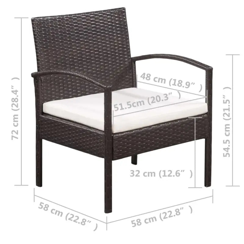 Poly Rattan Tuinset met comfortabele breedte en diepte zitting - Bruin - Tuinsets