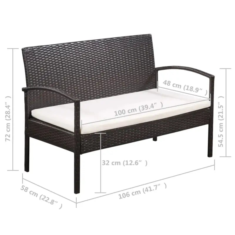 Poly Rattan Tuinset met comfortabele breedte en diepte zitting - Bruin - Tuinsets