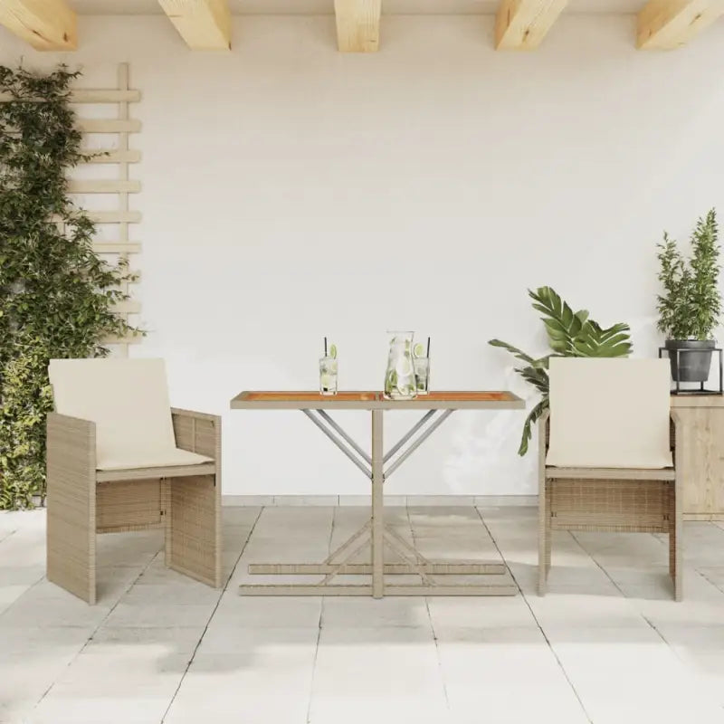 Poly rattan tuinset met comfortabele zitervaring en wasbare hoes - beige en crèmekleurig / Hout - Tuinsets