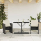Poly rattan tuinset met comfortabele zitervaring en wasbare hoes - Zwart en crème / Glas - Tuinsets