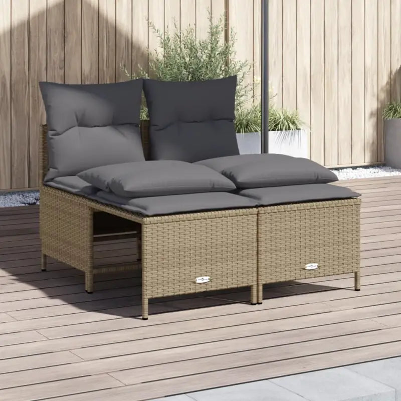 Poly rattan tuinset met comfortabele zitervaring en wasbare hoes - Beige - Tuinsets