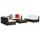 Poly Rattan Tuinset met Diepte Zitting en Gepoedercoat Stalen Frames - Tuinsets