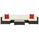 Poly Rattan Tuinset met Diepte Zitting en Gepoedercoat Stalen Frames - Tuinsets