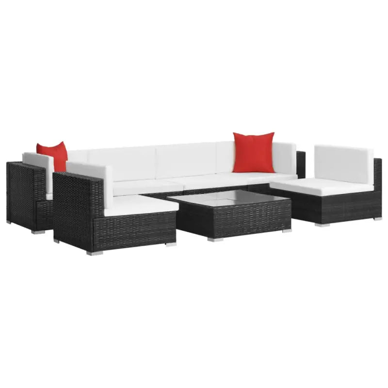 Poly Rattan Tuinset met Diepte Zitting en Gepoedercoat Stalen Frames - Zwart / Ja - Tuinsets