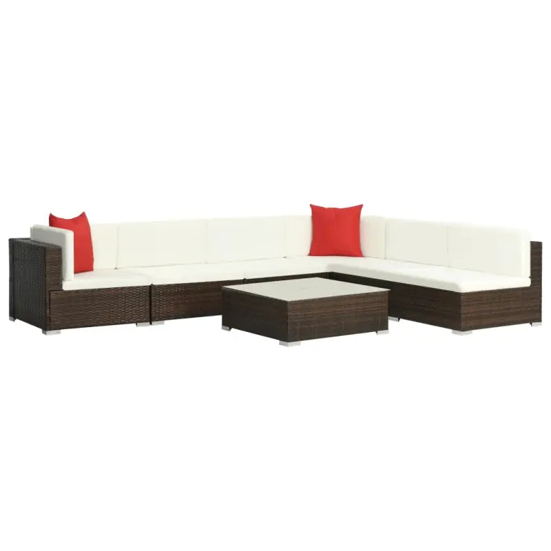 Poly Rattan Tuinset met Diepte Zitting en Gepoedercoat Stalen Frames - Tuinsets