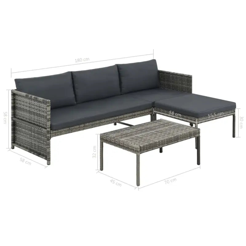 Poly Rattan Tuinset met Dik Diktes Zitkussen voor Buitenplezier - Tuinsets