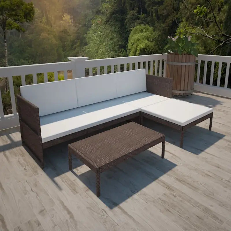 Poly Rattan Tuinset met Dik Diktes Zitkussen voor Buitenplezier - Bruin - Tuinsets