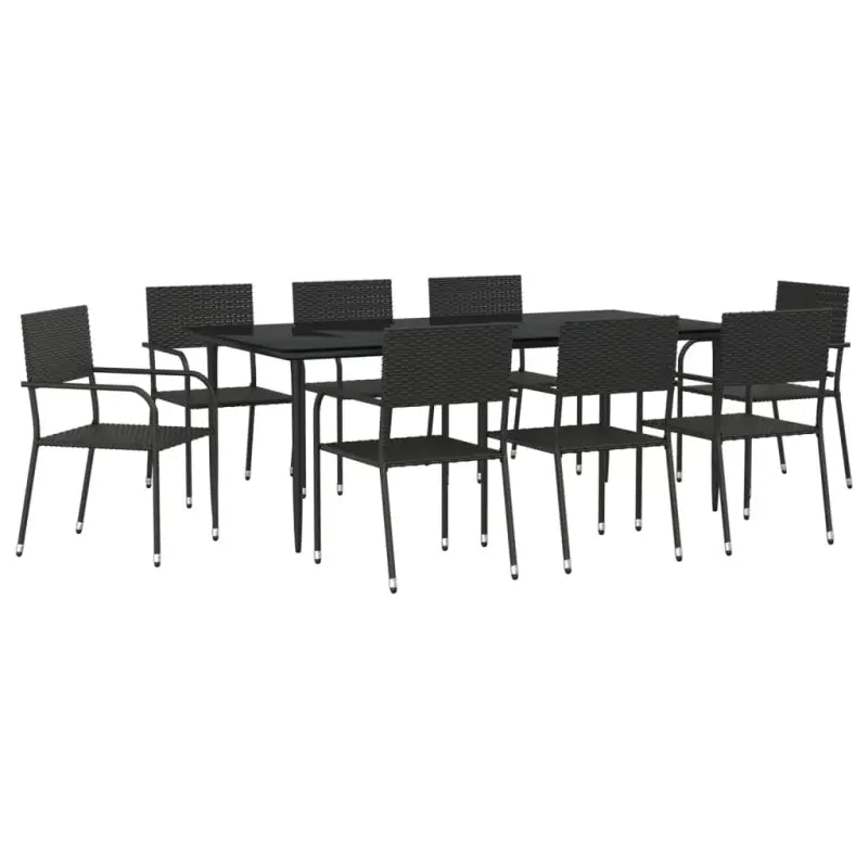 Poly rattan tuinset met gehard glas in zwart materiaal voor elegante tuindiners - Tuinsets