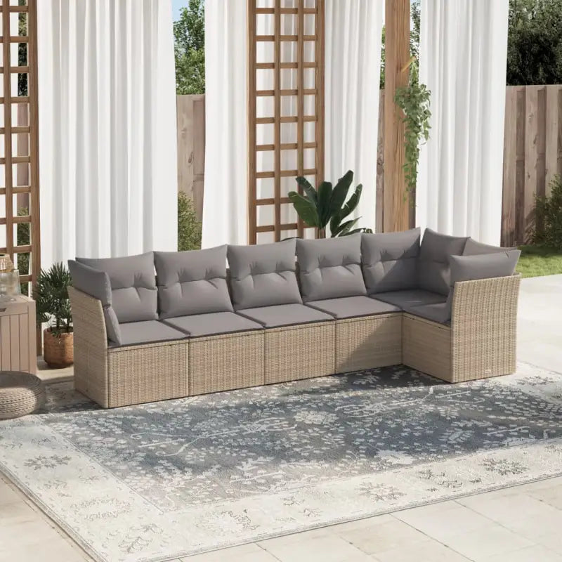 Poly Rattan Tuinset met Gepoedercoat Staal en Waterdichte Tas - Beige en grijs / Zonder tafel - Tuinsets