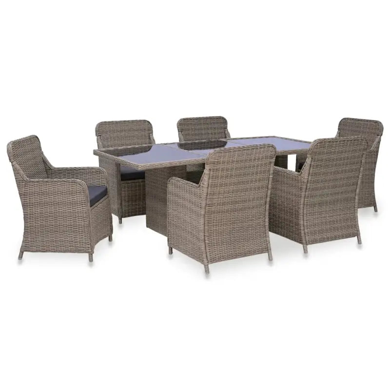 Poly rattan tuinset met gepoedercoat staal in vintage stijl - Bruin en zwart - Tuinsets