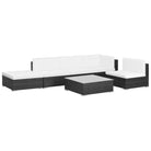 Poly Rattan Tuinset met gepoedercoate stalen frames en diepe zittingen - Zwart / Ja - Tuinsets