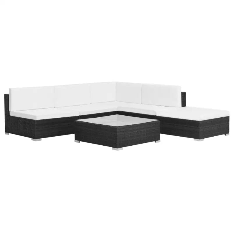 Poly Rattan Tuinset met gepoedercoate stalen frames en diepe zittingen - Zwart / Ja - Tuinsets