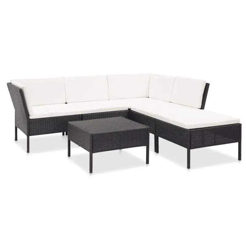 Poly rattan tuinset met levering bevat en brede zitting voor gezellige lounges - Zwart en wit - Tuinsets