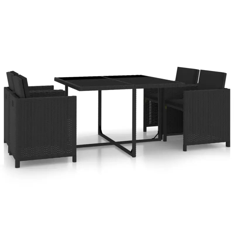 Poly rattan tuinset met levering bevat voor al fresco dineren - Zwart - Tuinsets