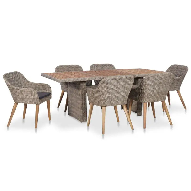 Poly rattan tuinset met massief acaciahout voor stijl en duurzaamheid - Bruin - Tuinsets