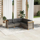 Poly Rattan Tuinset met Natuurlijke Olieafwerking en Comfortabele Zitervaring - Grijs / Zonder tafel / Dichtgeweven