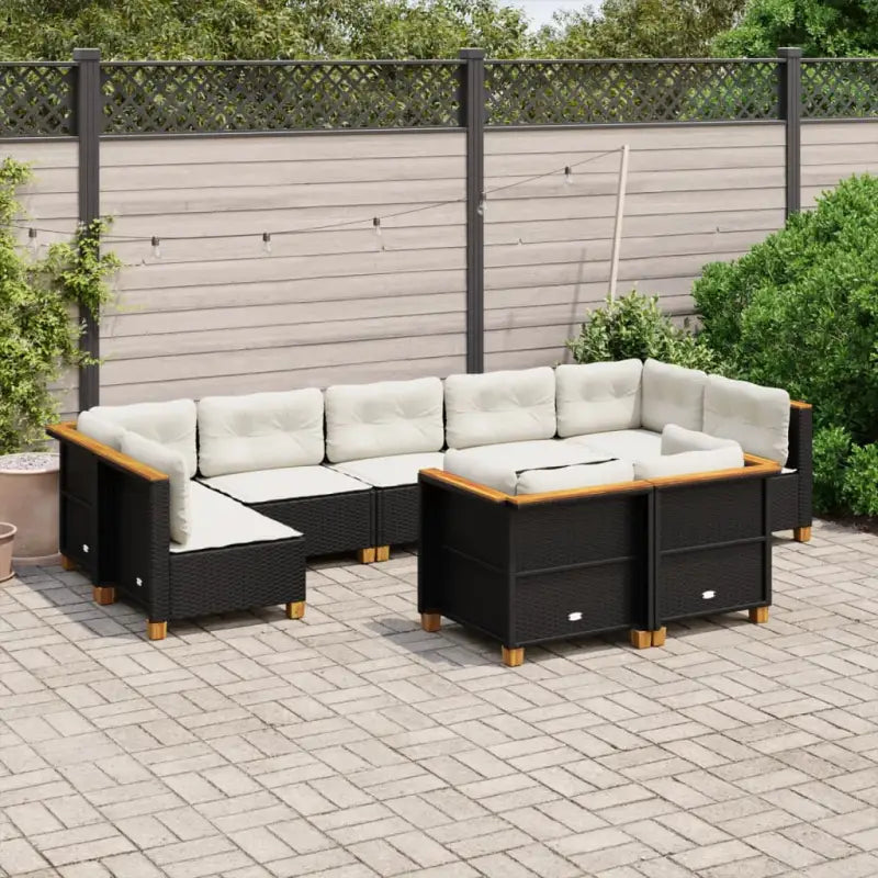 Poly Rattan Tuinset met Natuurlijke Olieafwerking en Comfortabele Zitervaring - Zwart / Zonder tafel / Dichtgeweven