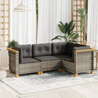 Poly Rattan Tuinset met Natuurlijke Olieafwerking en Comfortabele Zitervaring - Grijs / Zonder tafel / Dichtgeweven
